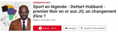 Podcast L'Afrique en Jeux sur RFI : Sport en légende - DeHart Hubbard - premier Noir en or aux JO, un changement d'ère ?