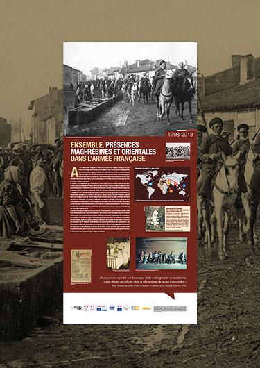 Affiche Exposition Présences maghrébines et orientales dans l’armée française au Palais de la Porte Dorée