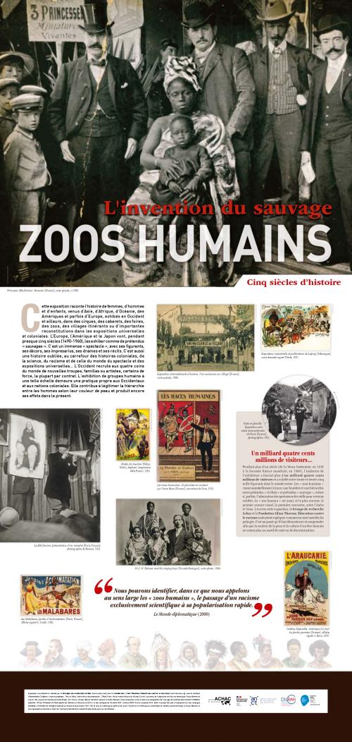 Exposition Zoos humains. L’invention du sauvage, 20 panneaux (200x100 cm)